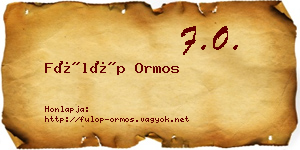 Fülöp Ormos névjegykártya